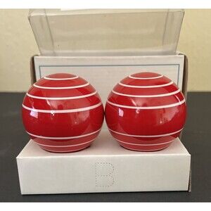 Pottery Barn Kids Graphic Stripe Drapery Rod Finials Red and White Set of 2